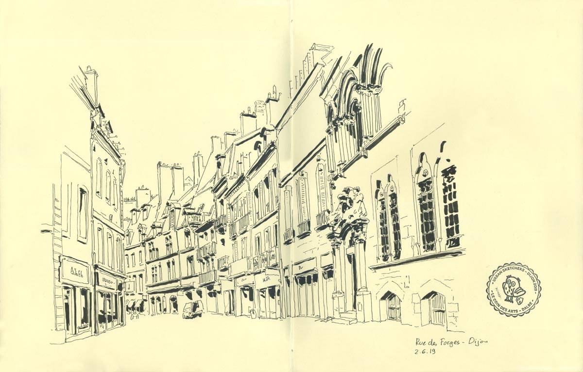 Dijon, rencontre Urban Sketchers, Rue des Forges, 