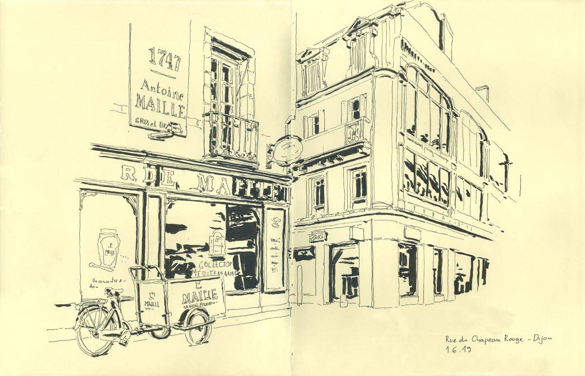 Dijon, rencontre Urban Sketchers, Rue du Chapeau Rouge, 