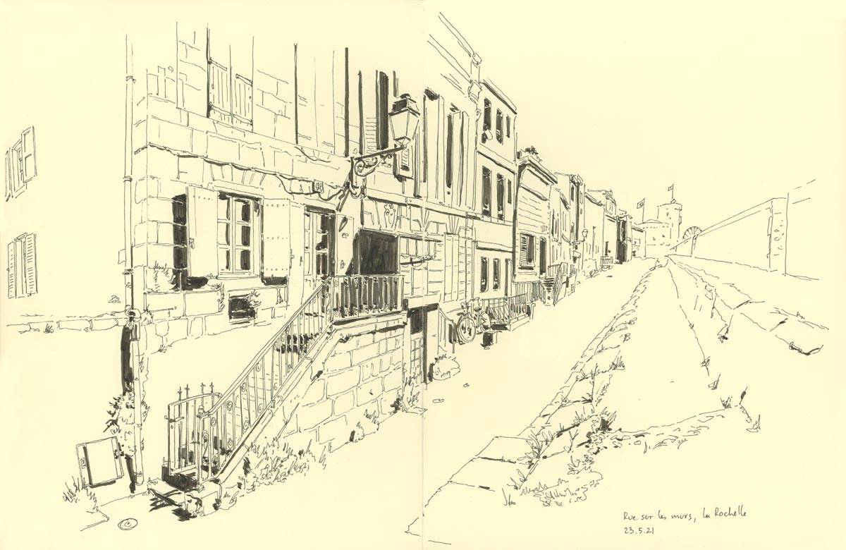La Rochelle, rencontre Urban Sketchers, Rue sur les Murs, 