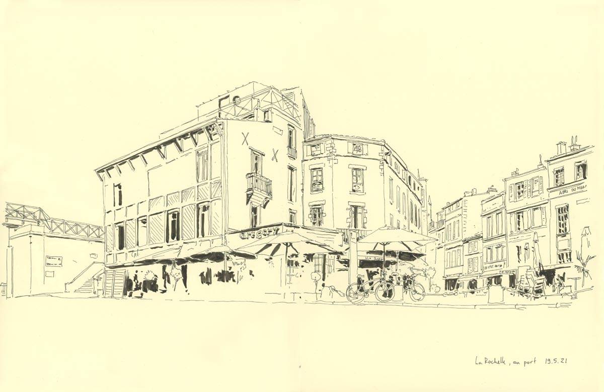 La Rochelle, rencontre Urban Sketchers, Cours des Dames, 