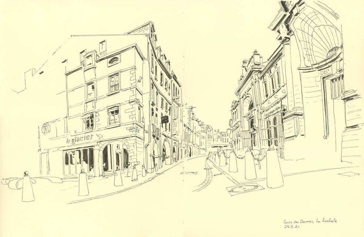La Rochelle, rencontre Urban Sketchers, Cours des Dames, 