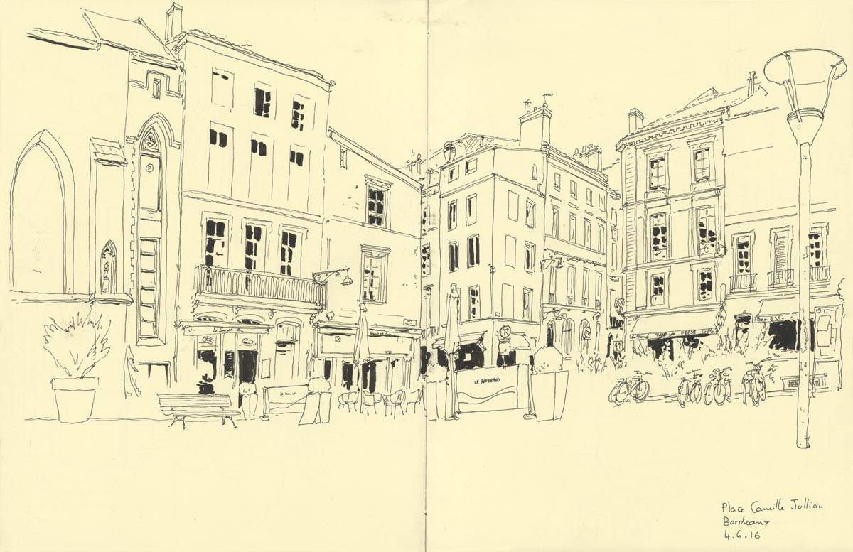 Bordeaux, rencontre Urban Sketchers, Place Camille Jullian, 