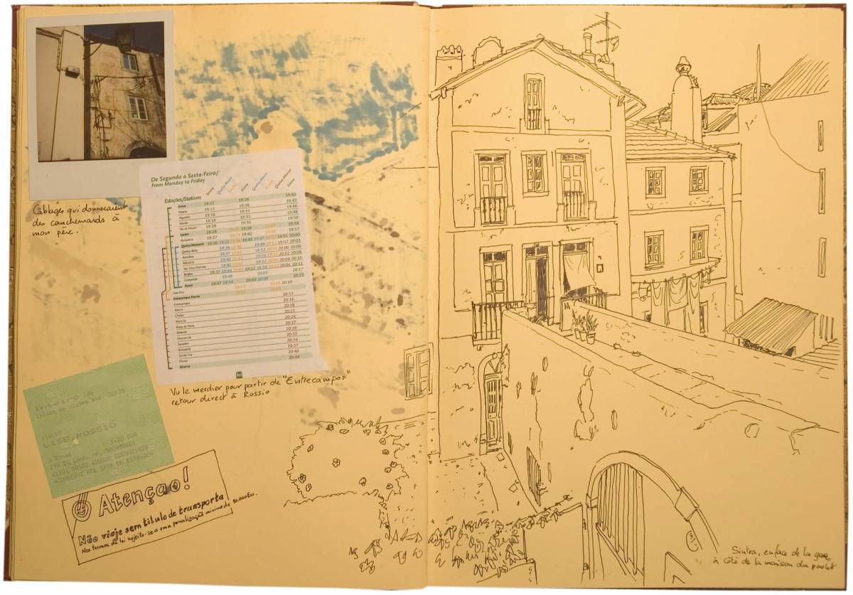 Lisbonne, Sintra, Croquis en attendant le train de retour