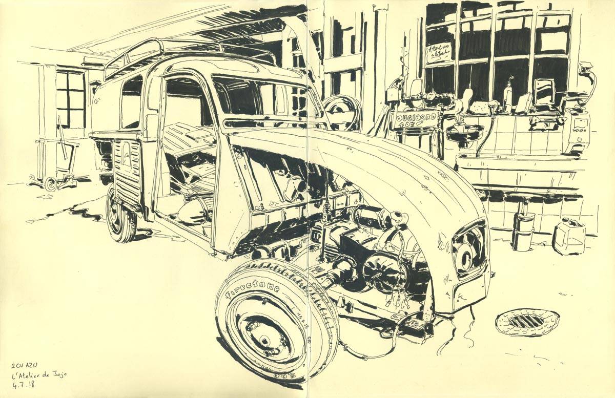 Croquis de garages, Atelier de Jojo, 