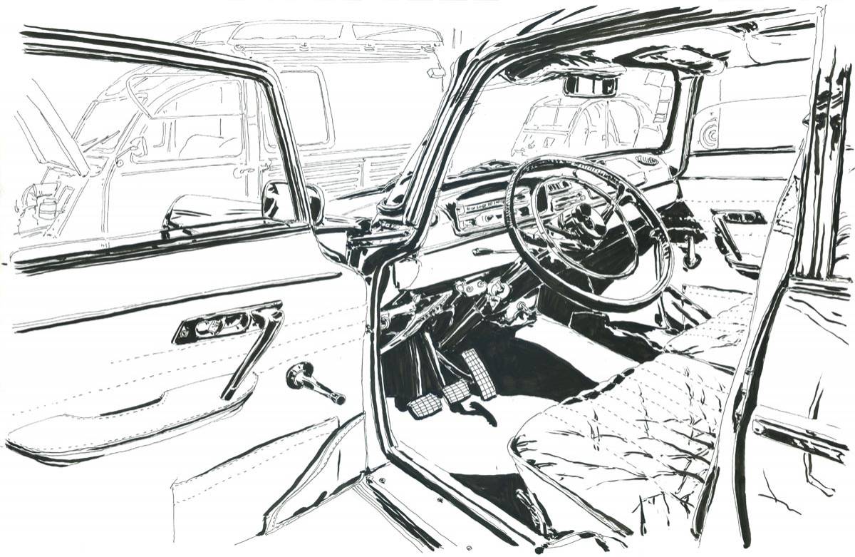 Croquis de garages, Ma Peugeot 404 à l'Atelier de Jojo, 