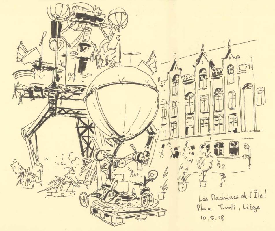 Liège - Belgique, Espace Tivoli, Carnet petit format. Avec les Machines de l'Ile de Nantes !