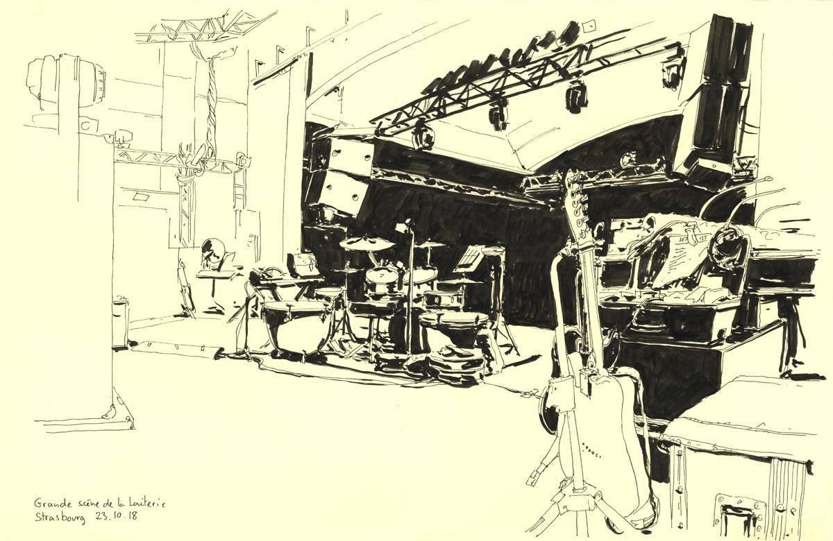 La Laiterie, voyage à domicile, Grande scène, Travail pour célébrer les 25 ans de la Laiterie, salle de musiques actuelle de Strasbourg.
Commandé par Artefact PRL