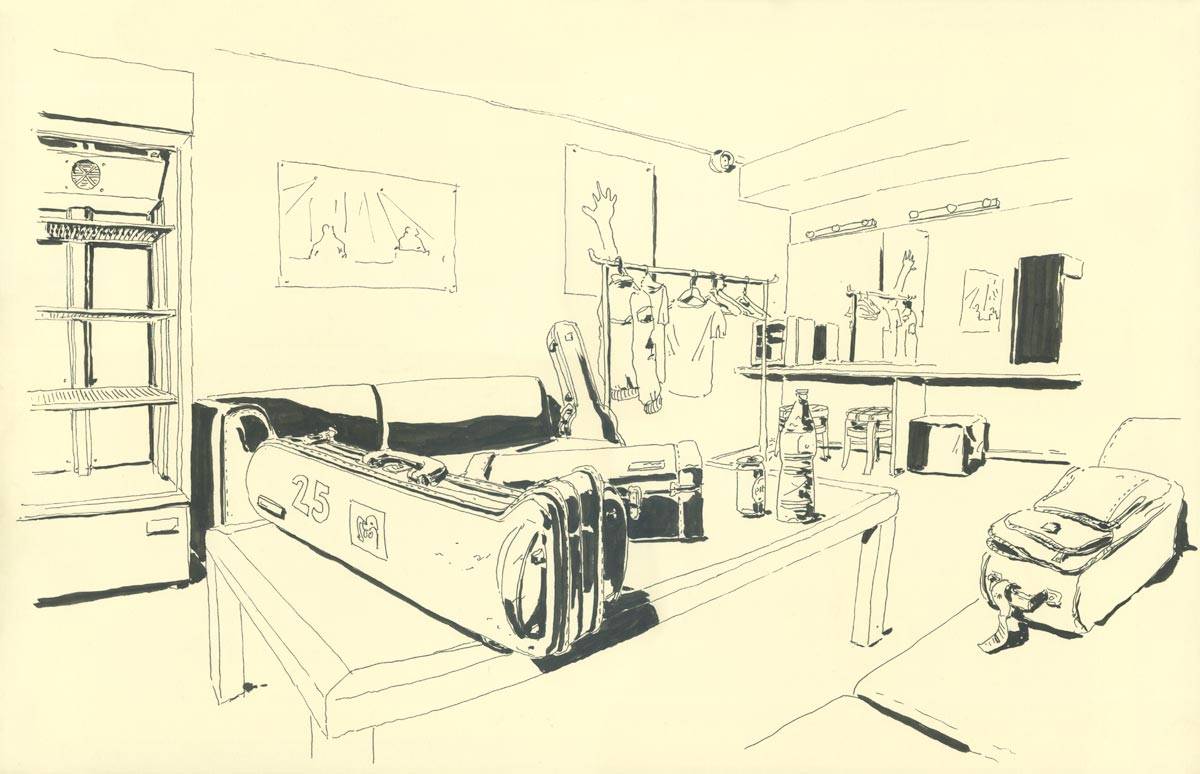 La Laiterie, voyage à domicile, Dans les loges, Travail pour célébrer les 25 ans de la Laiterie, salle de musiques actuelle de Strasbourg.
Commandé par Artefact PRL